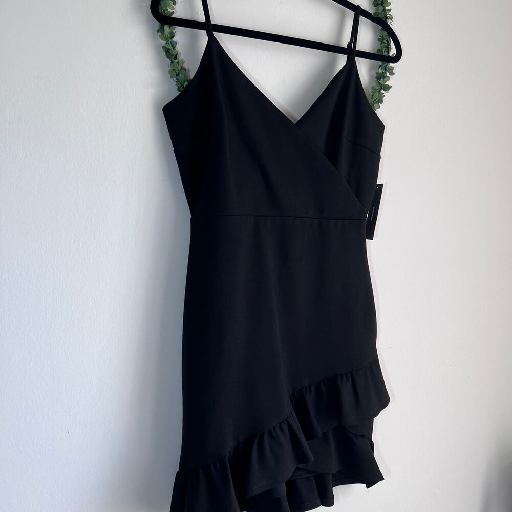 NWT Lulus Sealed With A Kiss Body Con Black Ruffle Dress Size: Medium